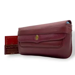 Cartier カルティエ Must de Cartier マストライン クラッチバッグ ボルドー レザー ゴールド金具 セカンドバッグ メンズ S93