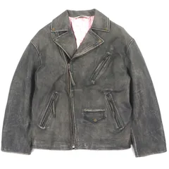 美品▼ACNE STUDIOS アクネストゥディオズ FN-MN-LEAT000255 DISTRESSED LEATHER JACKET 牛革 ヴィンテージ加工 エンボスロゴ オーバーサイズ ダブル ライダースジャケット ブラック系 44 正規品 メンズのサムネイル