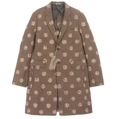 未使用品▼COMME des GARCONS HOMME PLUS コムデギャルソンオムプリュス PF-J031 ウール アルパカ ドット柄 ヘリンボーン柄 ベストレイヤードデザイン シングル チェスターコート ブラウン XS イタリア製 正規品 メンズのサムネイル