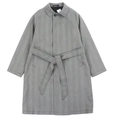 未使用品▼TAGLIATORE タリアトーレ SALOMON バージンウール100% ヘリンボーン柄 ベルト付き 比翼仕立て ロング ステンカラーコート グレー 48 イタリア製 メンズのサムネイル