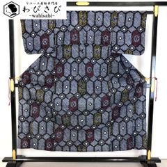 夏着物 浴衣 有松鳴海本絞り 六角形に花火模様 青褐色 K-5018 夏着物 浴衣 有松鳴海本絞り 六角形に花火模様 青褐色 K-5018 - メルカリ