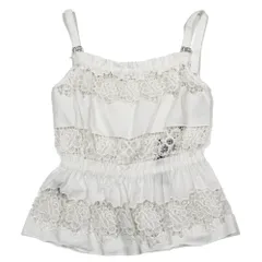 未使用 DOLCE&GABBANA クロシェパネル レース キャミソール ビスチェ ノースリーブ カットソー ギャザー ビジューDGロゴ 44 白 レディース 古着 中古 USEDのサムネイル