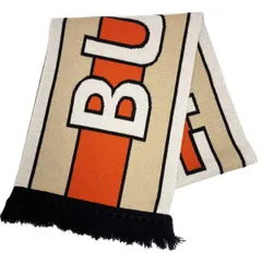 【中古】 バーバリー カシミヤ マフラー ビッグロゴ 809124 69B 白 クリーム オレンジ 黒のサムネイル
