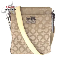 COACH コーチ オプアート ベージュ ブラウン シルバー金具 キャンバス/エナメル 43131 ショルダーバッグ ポシェット レディース 600308【中古】