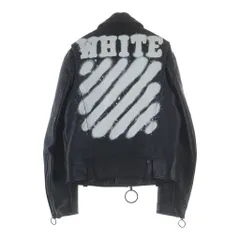 OFF-WHITE (オフホワイト) 17SS スプレーロゴ ダブルライダース レザージャケット ブラックのサムネイル