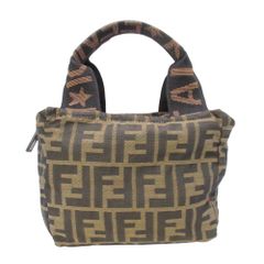 美品 FENDI ズッカ フェンディ ハンドバッグ 総柄 ブラウン レディース