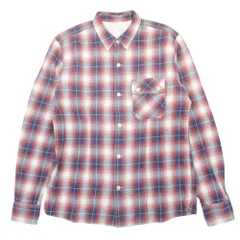 美品 BEAMS ビームス チェック柄 ネルシャツ カットソー トップス 長袖 コットンフランネル L 赤 レッド メンズ 古着 中古 USED