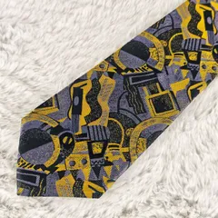 GIANNI VERSACE　ジャンニヴェルサーチ　 シルクネクタイ　イエロ　ブラック　ネイビー　ブルーグレー