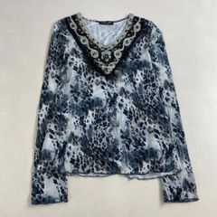 G9948*クリツィアトレンド☆稀少シルク100%☆中綿コート☆ブルー☆40 