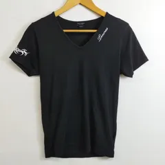 MEN'S TENORAS メンズティノラス 胸元 袖 ロゴ 刺繍 プリント トライバル柄 Vネック タイト シルエット お兄系 Y2K コットン ブラック系 M E29のサムネイル