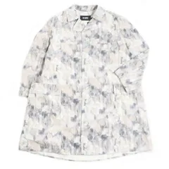 【ドンドン見直し】未使用品□22SS RAF SIMONS/ラフシモンズ 総柄 ロゴボタン Relaxed fit raincoat チェスターコート/ナイロンコート グレー/ブルー系 M 伊製のサムネイル