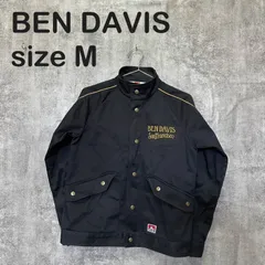【T-1225】BEN DAVIS ベンデイビス ワークジャケット ブラック 刺繍ロゴ San Francisco スナップボタン 襟付き ラインデザイン ストリート アメカジ Mサイズ 古着 定番 人気 タフ素材のサムネイル