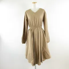 DHOLIC DEAR ワンピース ロング フレア 長袖 アシメ ベージュ F *A257