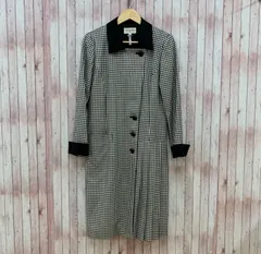 ハナエモリ HANAE MORI ステンカラーコート プリーツ アシンメトリー 千鳥格子 9A3 ブラック ホワイト 黒 白 MR156  レディースのサムネイル