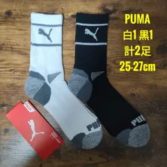 PUMA プーマ メンズ ショート クルーソックス 靴下 黒1足 白1足のサムネイル