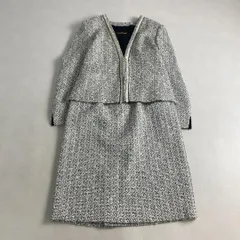 ポールスチュアート	スーツ	ツイード　ノーカラー　日経マガジン掲載　高級　リネン混　　パンツタグ付き　未使用級　定価9万近く　ほぼ新品　6サイズ　M L相当　v