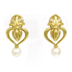 ミキモト ダイヤモンド パール イヤリング 替えチャーム付き K18 (K18YG) レディース MIKIMOTO【中古】 【ジュエリー】