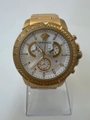 VERSACE 豪華で美しいゴールドカラー クロノグラフ ホワイトダイアル 