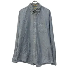 90s USA製 L.L.Bean 長袖 無地シャツ XL ブルー エルエルビーン ボタンダウン ボタン 胸ポケット 90年代 シンプル 春物 a805-5020のサムネイル