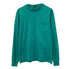 90s USA製 LANDS'END 長袖 無地Tシャツ M グリーン ランズエンド プルオーバー 90年代 ポケットT 胸ポケット プレーン 春物 a805-5024のサムネイル