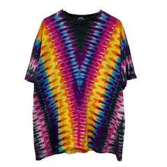 90s Hanes USA製 プリントTシャツ XL マルチカラー ヘインズ プルオーバー タイダイ染め カラフル 90年代 タイダイ 夏物 a805-5036