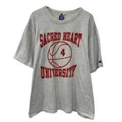 90s Champion プリントTシャツ XLARGE グレー レッド チャンピオン プルオーバー ビッグプリント 90年代 バスケ 夏物 a805-5039