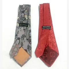 花柄×レッド ネクタイ 2本セット vintage レトロ 総柄 古着コーデ