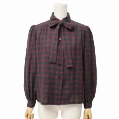 GIVENCHY ジバンシィ ヴィンテージ 長袖シャツ サイズ8 チェック柄 丸襟 ブラウス タイカラー リボンカラー ブランド古着【中古】20260409/RA8769のサムネイル
