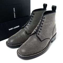 美品 SAINT LAURENT 本革 スター スタッズ ブーツ vintage - メルカリ