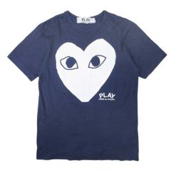 希少デザイン】コムデギャルソン Wハート 紺 白ハート 刺繍ロゴ T