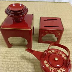 屠蘇器セット 朱塗 松竹梅蒔絵 漆器 - メルカリ