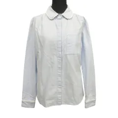 BURBERRY LONDON ENGLAND バーバリー スカラップ シャツ ブラウス カットソー オックスフォード レース UK6 青 ブルー レディース 古着 中古 USED