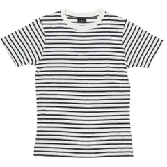 良品 PS Paul Smith ピーエス ポールスミス ボーダー Tシャツ 半袖 刺繍 ラウンドネック カットソー ｓ 白 ホワイト 黒 ブラック メンズ 古着 中古 USED