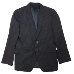 良品 TAKEO KIKUCHI タケオキクチ ストライプ テーラードジャケット 2B シングルブレスト ブレザー 黒 ブラック メンズ 古着 中古 USED