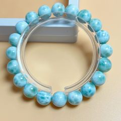 ドミニカ産高品質ラリマー ブレスレットとネックレス ゴールドチェーン 