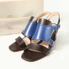■美品■Santoni サントーニ サンダル サイズ37 1/2 ダブルストラップ スリングバック チャンキーヒール ブランド古着【中古】20260130/RA7425のサムネイル