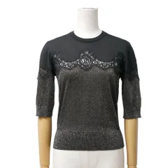 DOLCE&GABBANA ドルチェアンドガッバーナ ニット サイズ38 レース 半袖 セーター ラメ イタリア製 ブランド古着【中古】20260112/RA7192のサムネイル