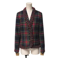 ■美品■Givenchy ジバンシー ヴィンテージ ジャケット サイズ40 テーラード ブレザー チェック フリル シングルジャケット フランス製 ブランド古着【中古】20251210/RA6851のサムネイル