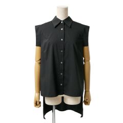 美品 アドーア ADORE 2wayプレーンストレッチバックボウタイシャツ 黒
