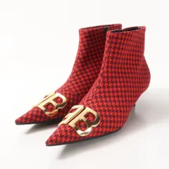 BALENCIAGA バレンシアガ ブーツ サイズ36 BB アンクルブーツ ポインテッドトゥ ハウンドトゥース イタリア製 ブランド古着【中古】20251124/RA6655のサムネイル