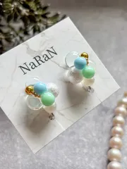 836≫ レジン × カラフルビーズ イヤリング