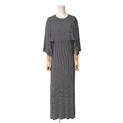 ■美品■mm6 maison margiela エムエムシックス メゾン マルジェラ ワンピース サイズS ロング ノースリーブ ケープスリーブ ストライプ ボーダー イタリア製 ブランド古着【中古】20250724/RA5592