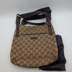 美品】グッチ ショルダーバッグ サコッシュGGキャンバス 黒 019・0349