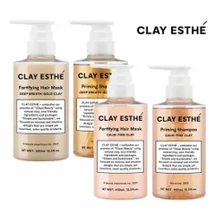 【送料無料】クレイエステ プライミング シャンプー400ml ＆ フォーティファイング マスク400ml 2点セット｜CLAY ESTHE クレイエステ ピンククレイ ゴールドクレイ　選べるセットのサムネイル
