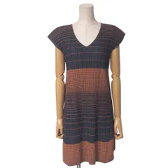 PLEATS PLEASE ISSEY MIYAKE プリーツプリーズ イッセイミヤケ ワンピース サイズ3 プリーツ Vネック プルオーバー ボーダー【おすすめ】 ブランド古着【中古】20250513/RA4782のサムネイル