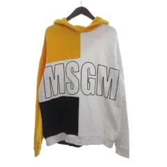 エムエスジーエム MSGM ビックロゴ パーカー パーカー スウェット 長袖 裏起毛 白 黄 ホワイト イエロー Mのサムネイル