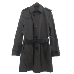 バーバリーブラックレーベル BURBERRY BLACK LABEL トレンチコート ひざ丈 長袖 無地 グレー M