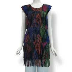 新品同様 ISSEY MIYAKE イッセイミヤケ PLEATS PLEASE プリーツプリーズ ワンピース フリンジ サイズ4のサムネイル
