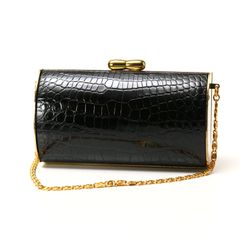 美品 濱野ハマノオーストリッチ サンピエトロ チェーンショルダー