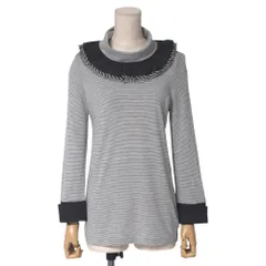 CHANEL シャネル カットソー サイズ36 P34 フリルネック レース ストライプ タートルネック 長袖 フランス製 ブランド古着【中古】20250423/RA4487のサムネイル